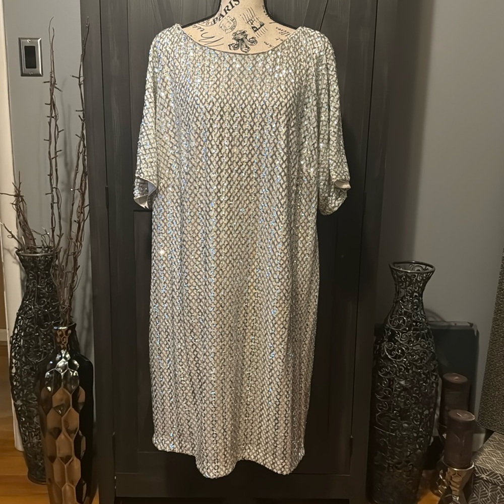 Vince Camuto Sequined Dolman-Sleeve Dress